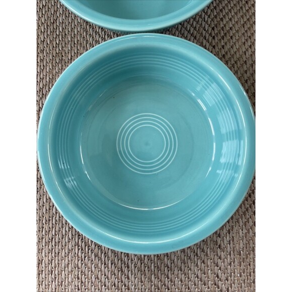 Set of 2 19 OZ. MEDIUM CEREAL SOUP BOWL Turquoise Blue 6 7/8" FIESTA - Picture 3 of 6